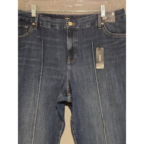 Express Jeans Womens XL 18/20/22 L Blue 70s Flare Mid Rise Flex Hyper Stretch - Picture 5 of 11